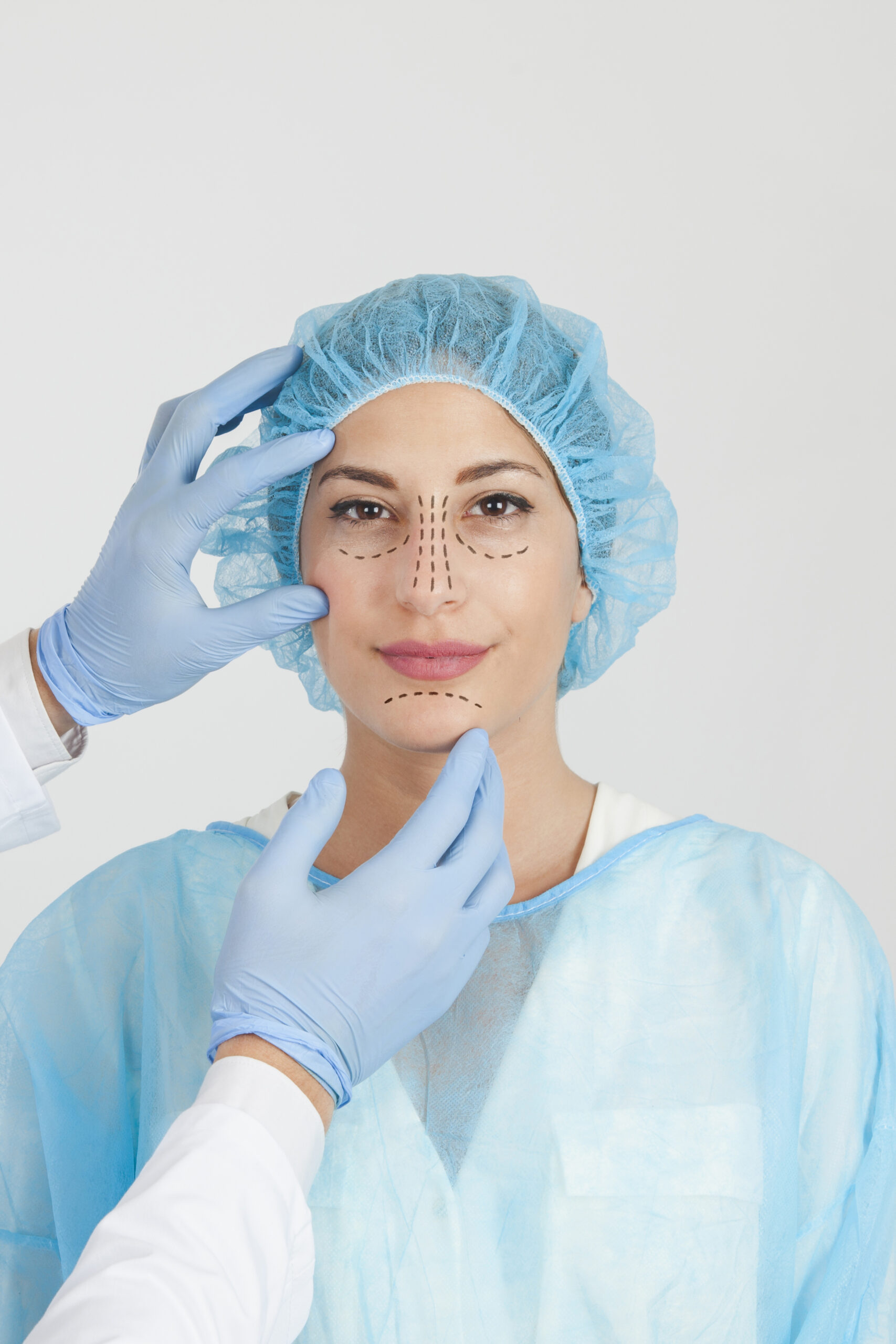 woman getting ready nose job surgery